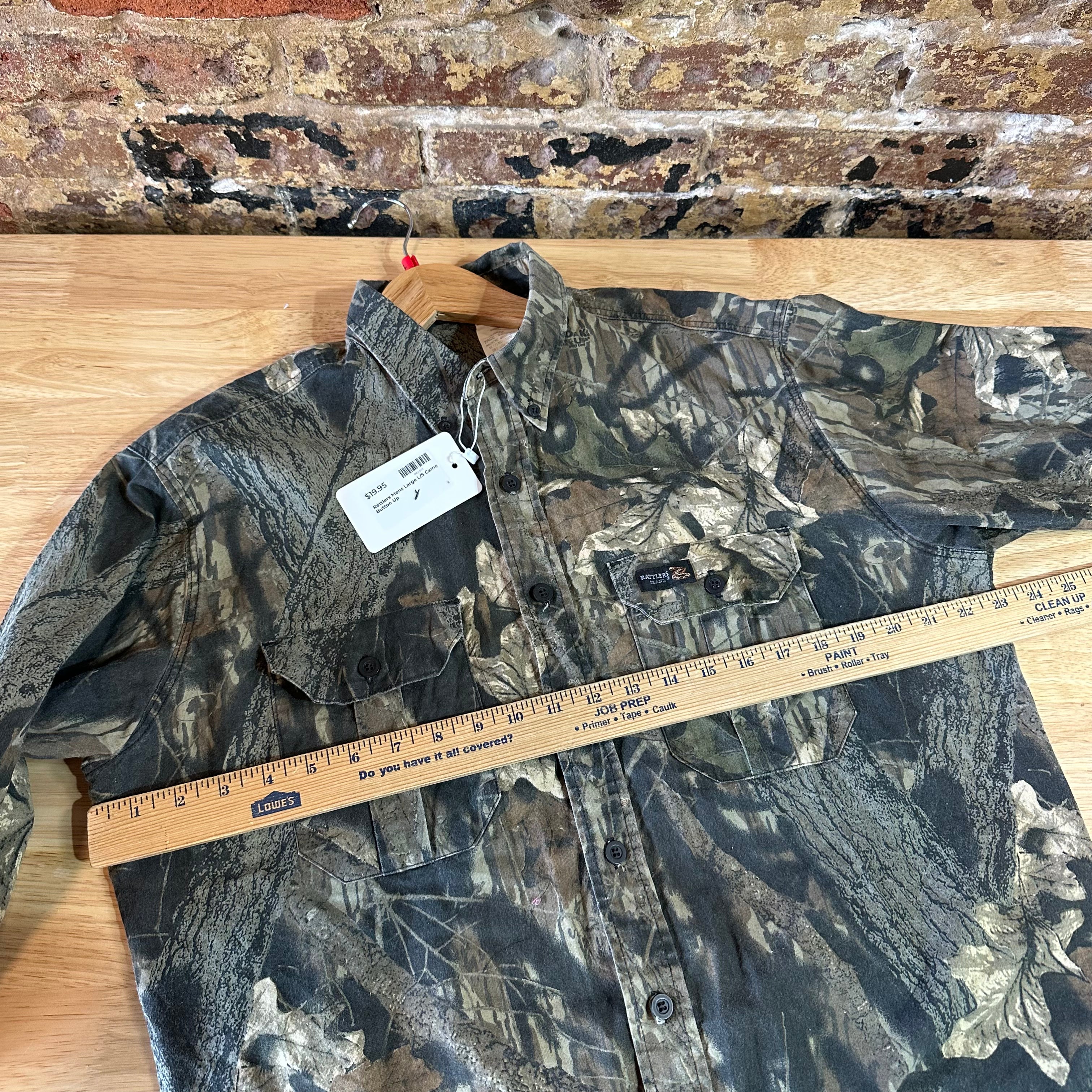 Rattlers Brand Mens Mossy Oak Break Up Camo Shirt Hunting Large Vintage
