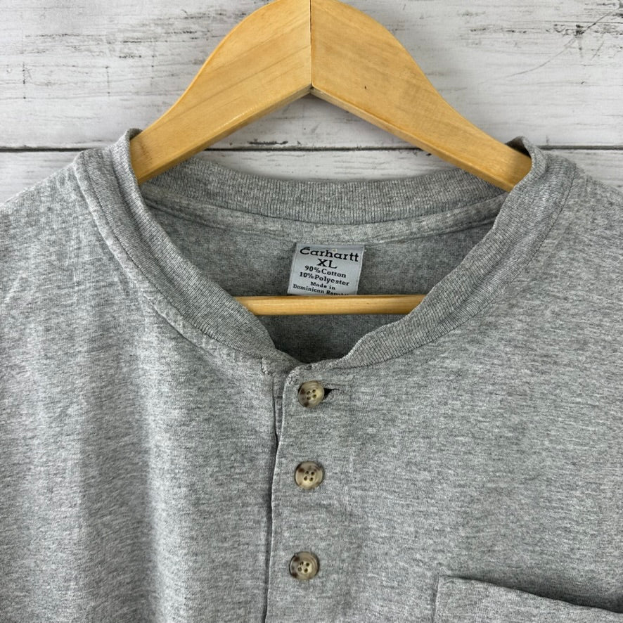 Carhartt Men's XL short Sleeve Henley T Shirt Pocket T Gray