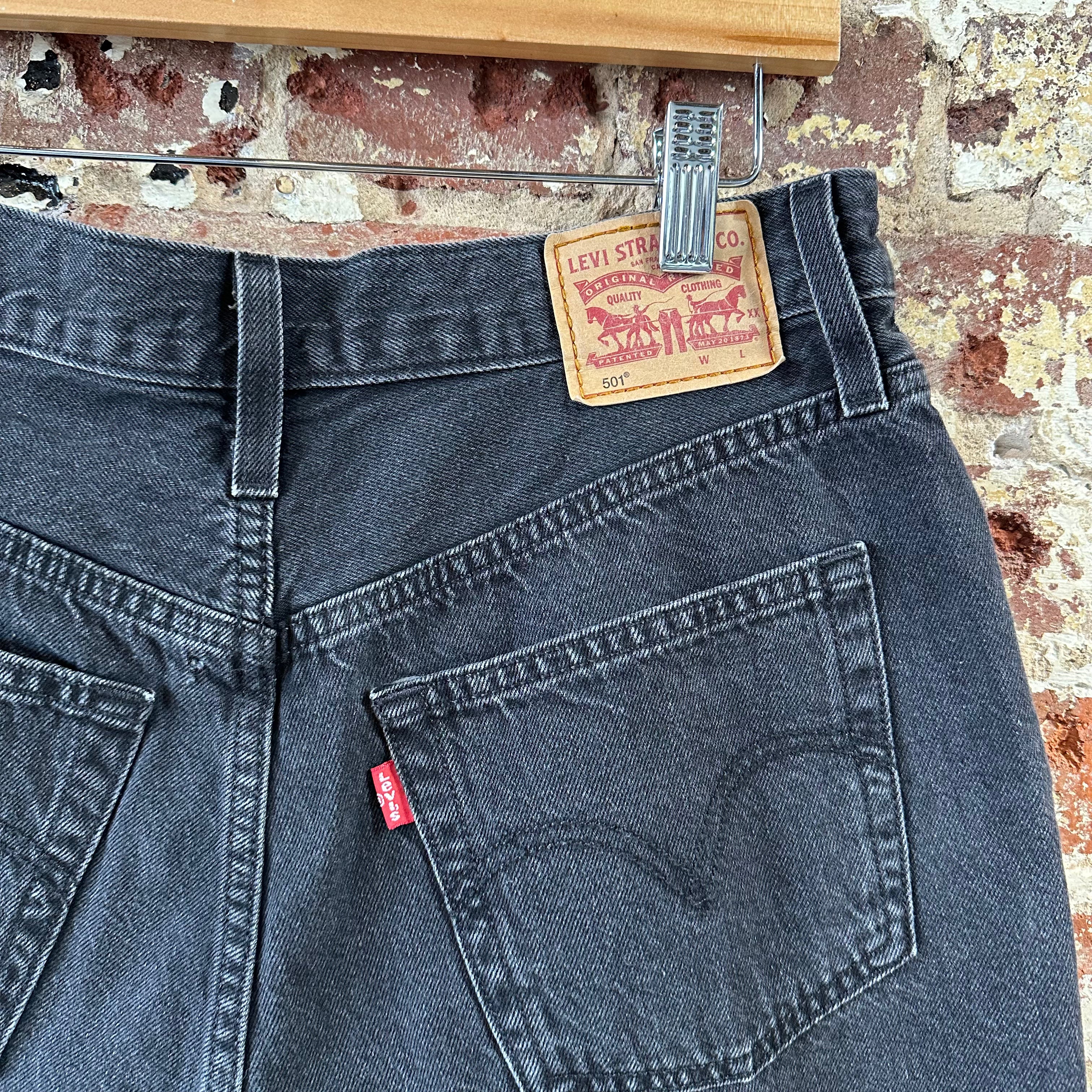 Levi's Cut Off Denim Black Jean Shorts Womens 29 Distressed- 32x2.5"