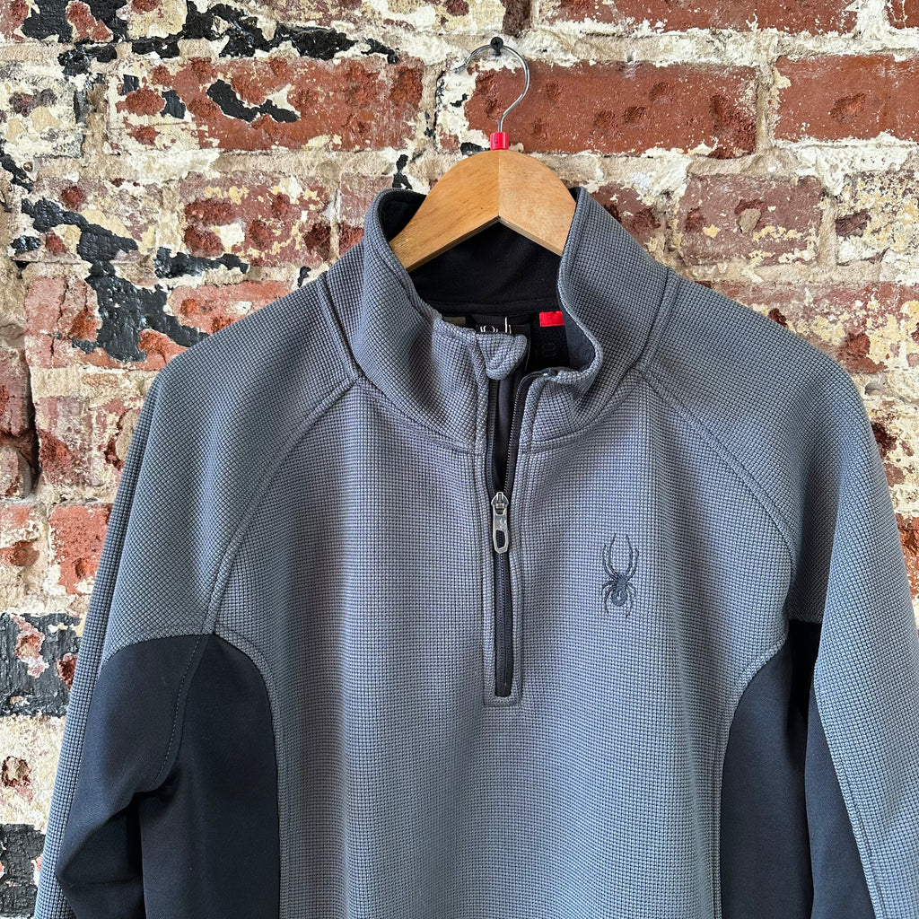 Spyder Outbound Mens Large Gray Black 1/4 Zip Core Sweater Pullover