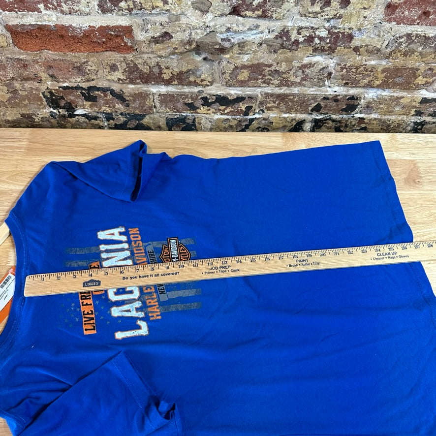 Harley Davidson Women's 2XL Short Sleeve Blue T-Shirt V-Neck NEW