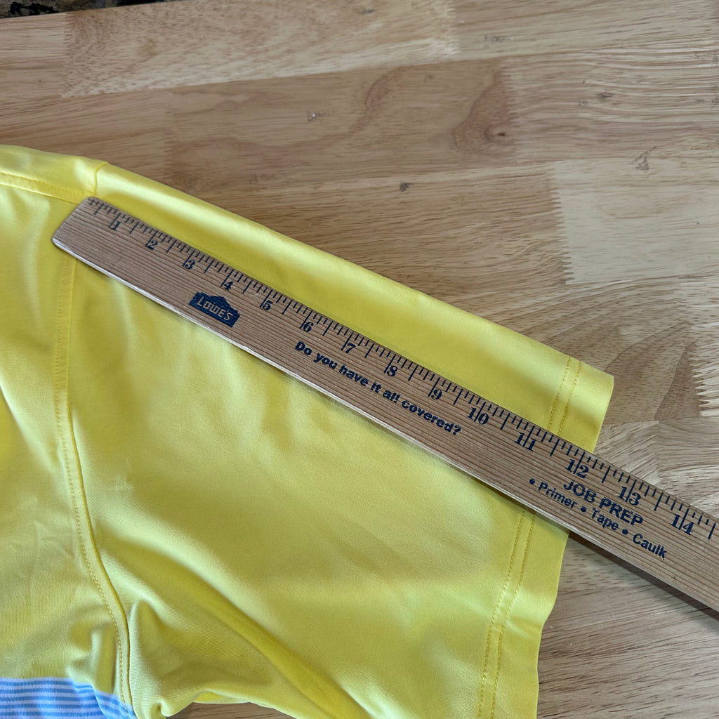 Footjoy Golf Shirt Mens XL TFC yellow blue Stripe Performance