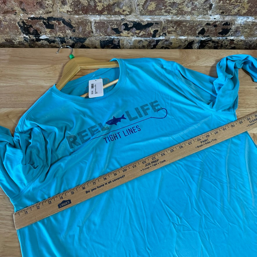 Reel Life Long Sleeve Shirt Men's Size XL Blue Water Fishing Sun short UV