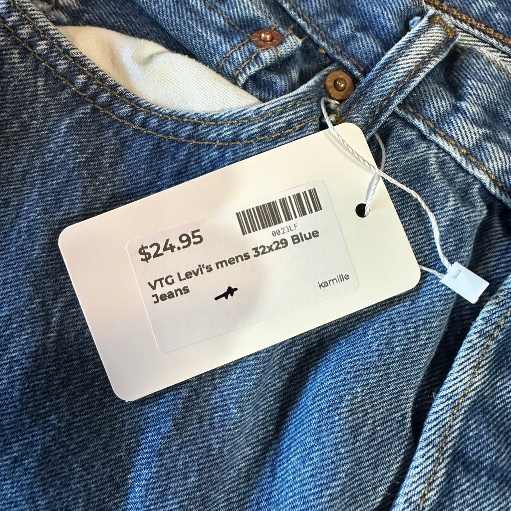 Levis 501 Jeans Mens 32x29 Straight Leg Button Fly Blue Denim