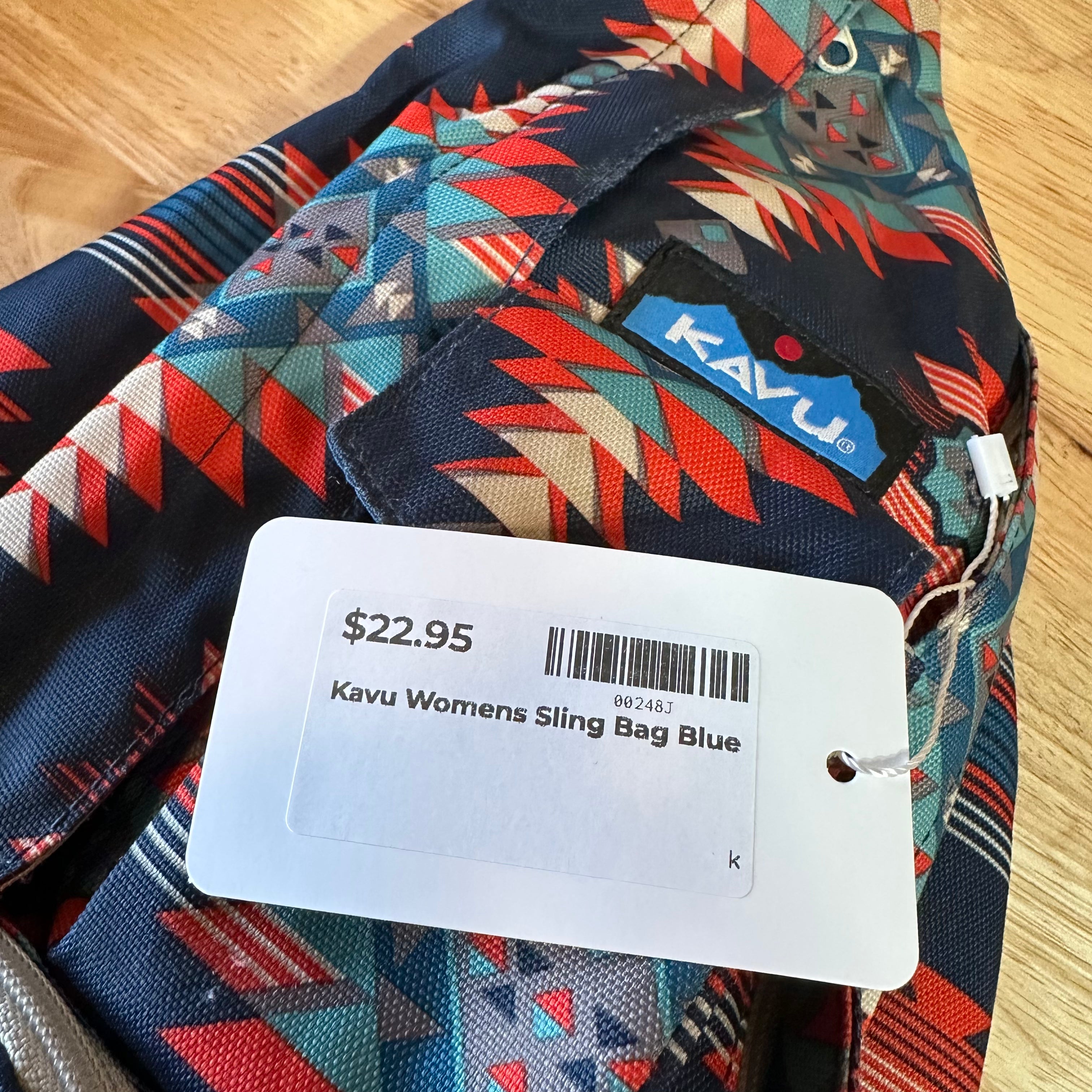 Kavu Crossbody Bag Rope Sling Backpack - Blue Red Aztec