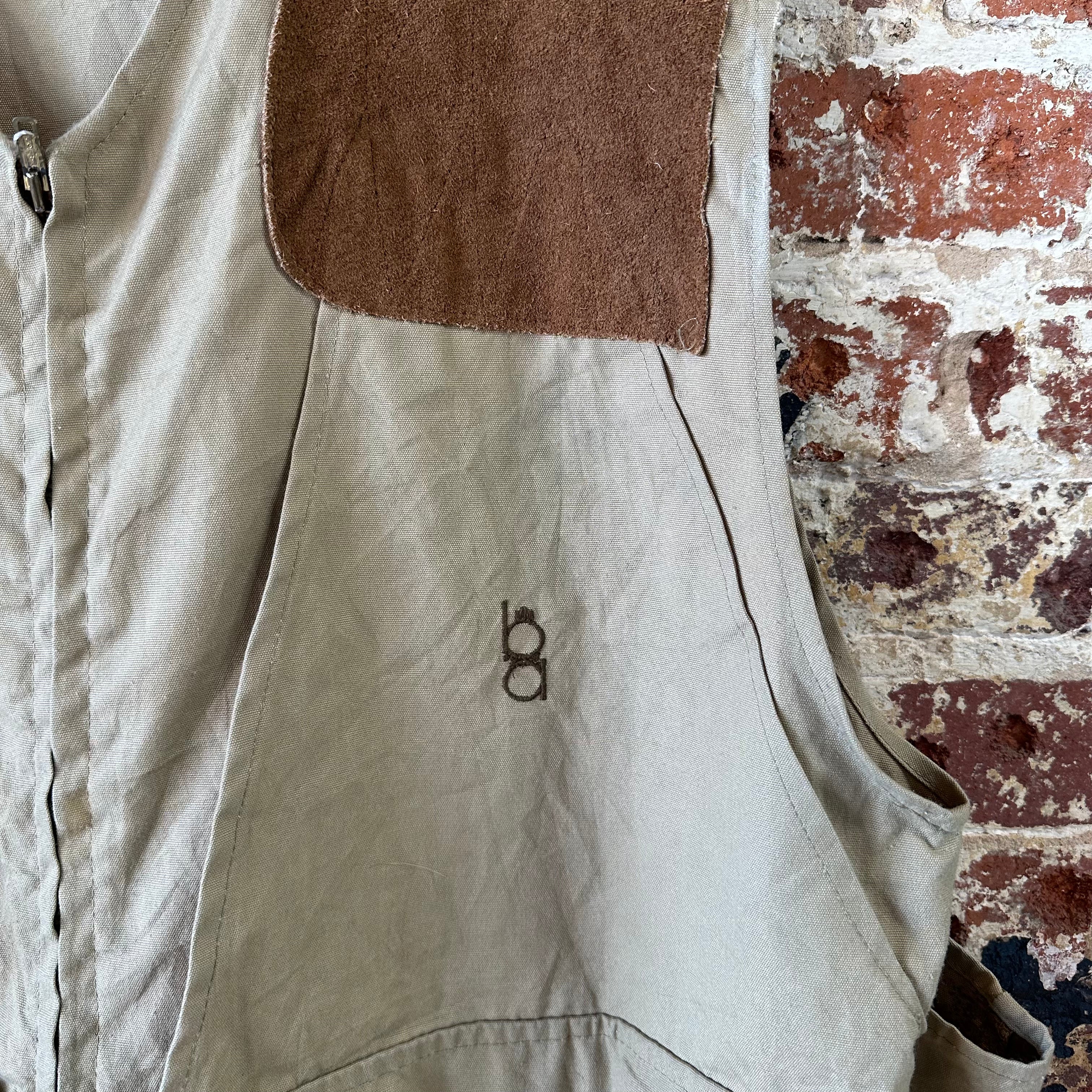 Vintage Bob Allen Shooting Vest Upland Field Hunting Leather Padded Game Bag XL