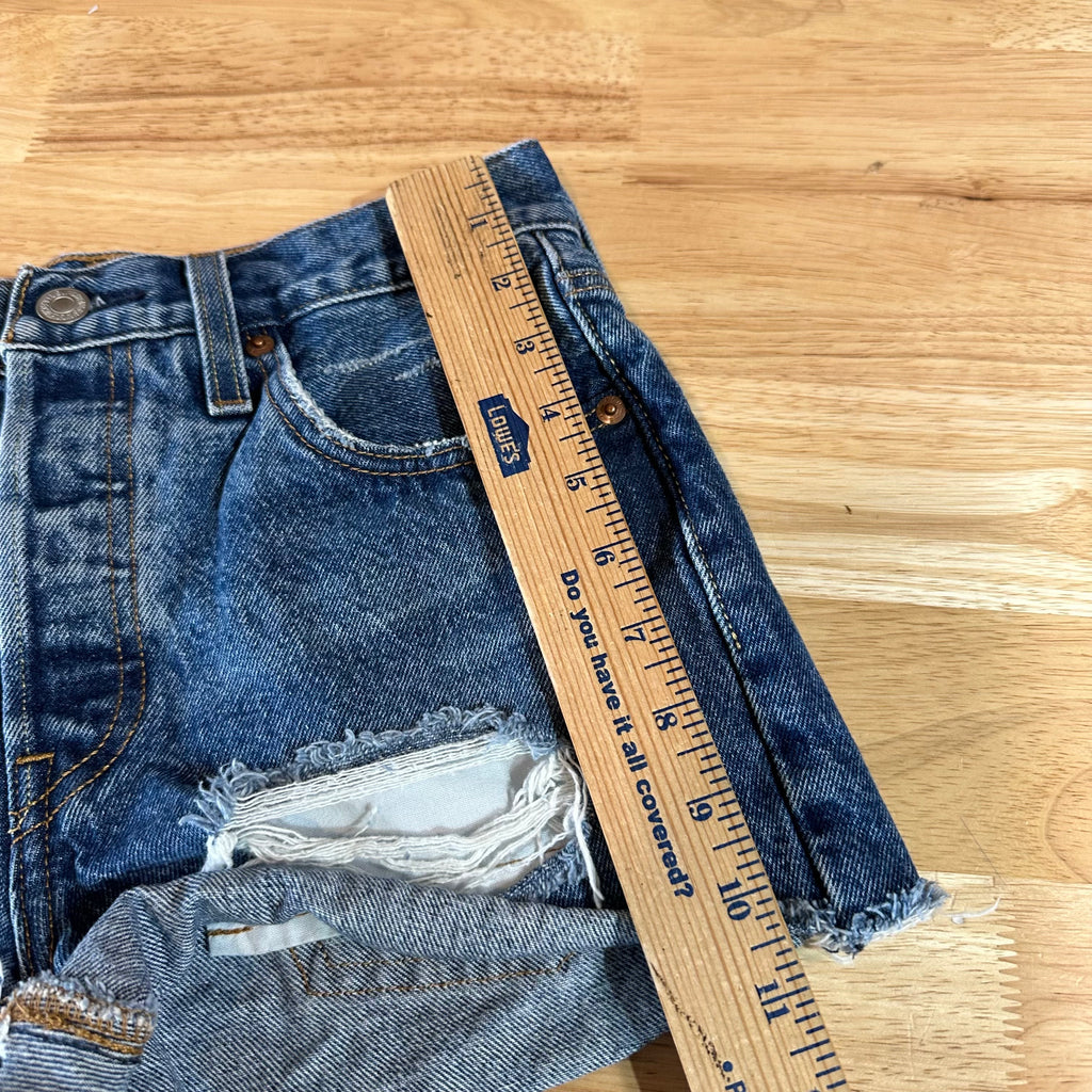 Levi's Cut Off Denim Jean Shorts Womens 27 Distressed - 27x3"