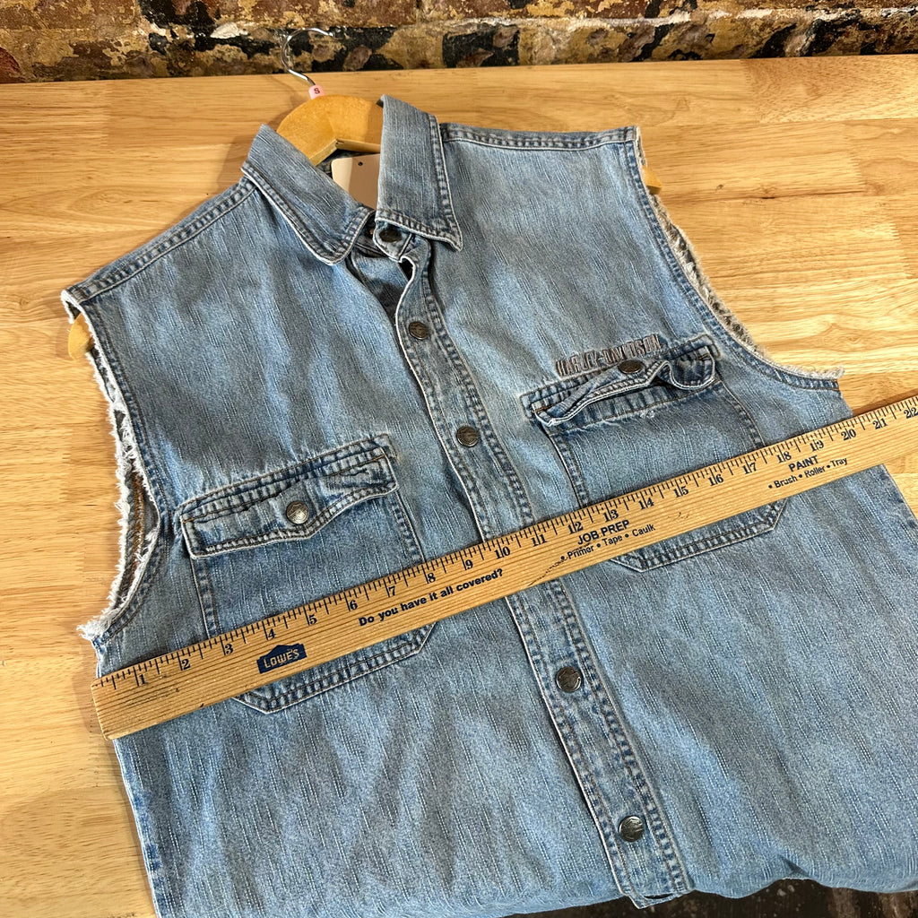 Harley Button Up Shirt Mens Small Sleeveless