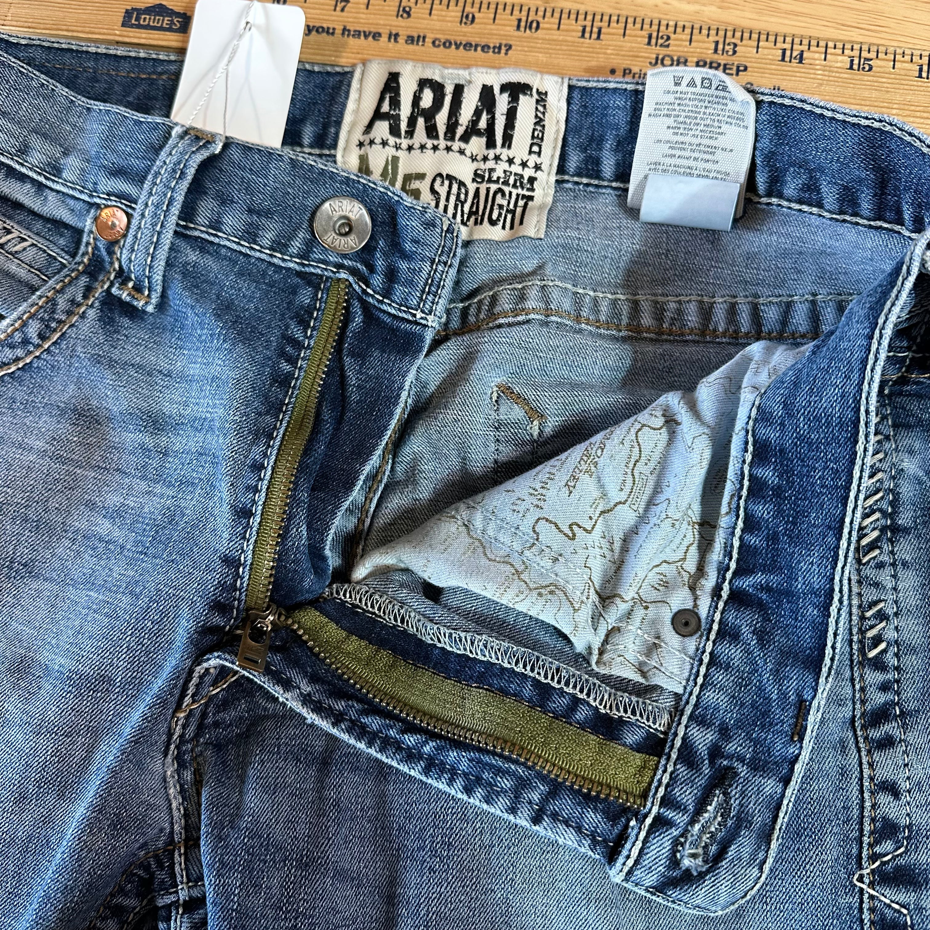 Ariat M5 Slim Straight Blue Jeans Men's 32x34 Western Cowboy