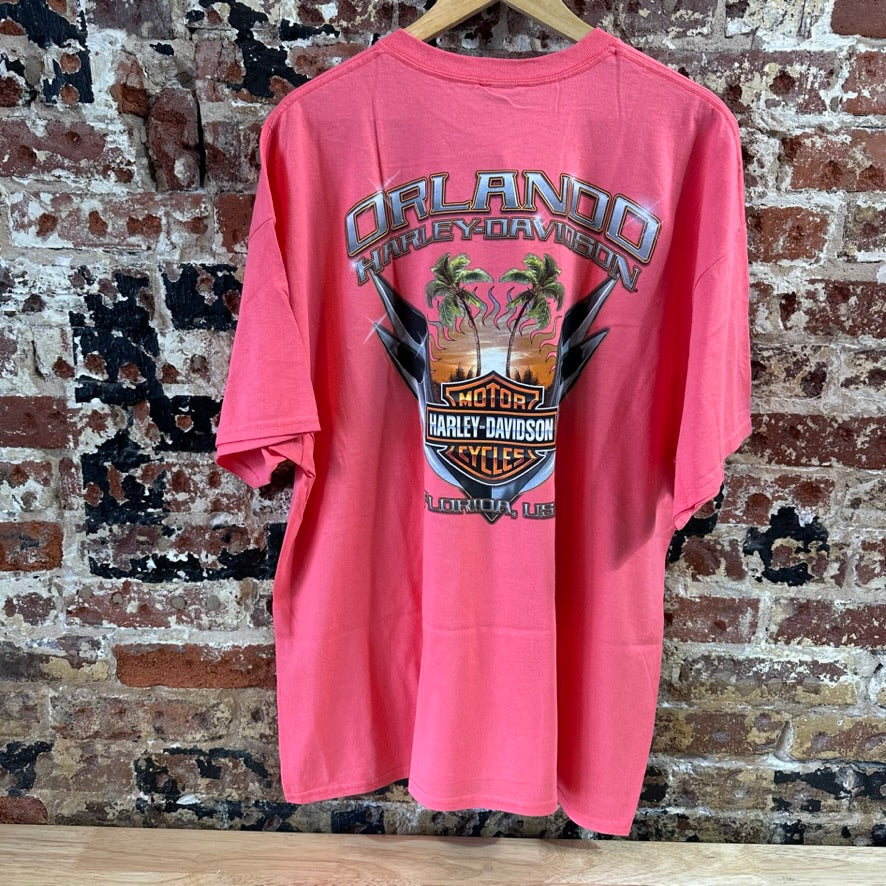 Harley Davidson Men's 2XL Short Sleeve Pink T-Shirt NEW