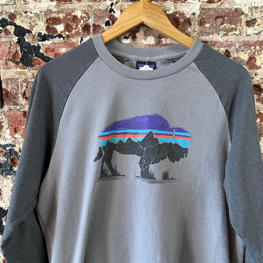 Patagonia Mens Medium Gray Mountain logo 2 toned Lightweight sweatshirt