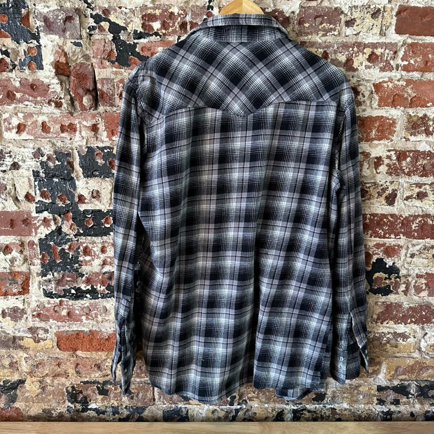 Wrangler Wrancher Flannel Shirt Mens XLT Pearl Snap Button Long Sleeve Plaid