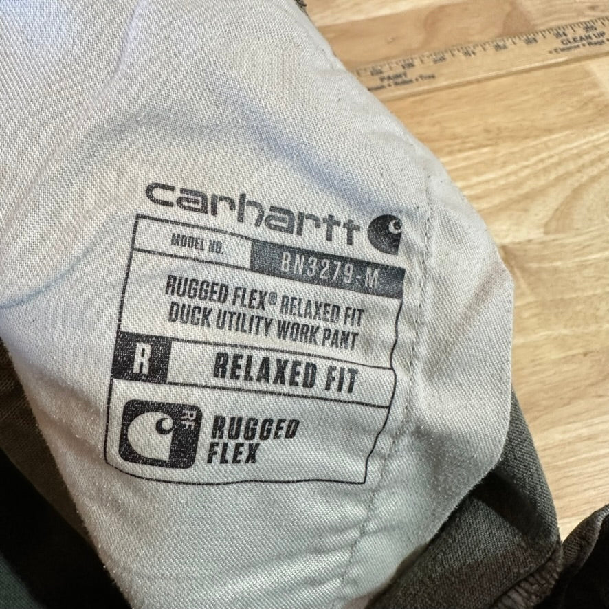 Carhartt Duck Utility Relaxed Fit Pants green rugged canvas work Mens 30x32