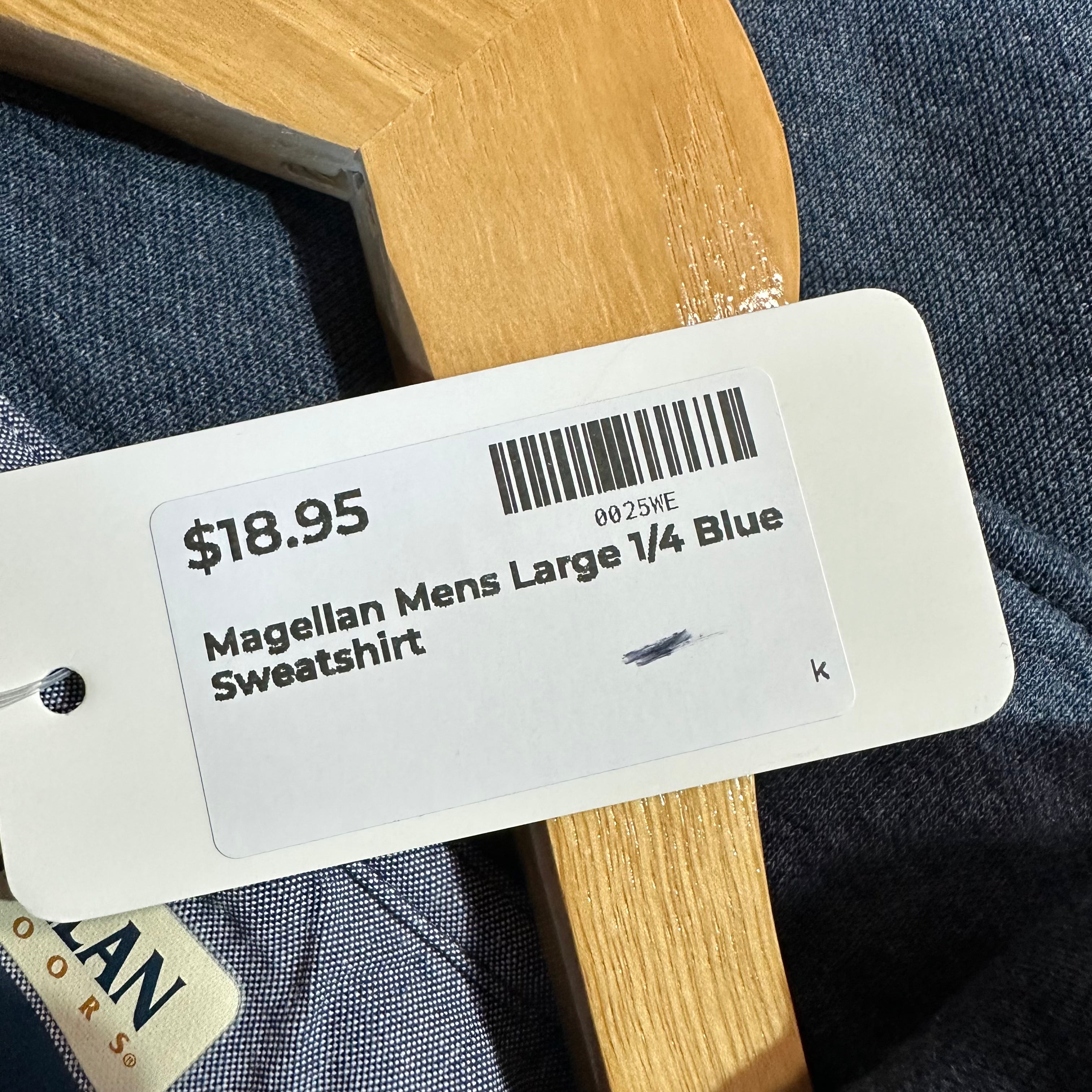 Magellan 1/4 snap Sweatshirt Pullover Blue Campfire Mens Large