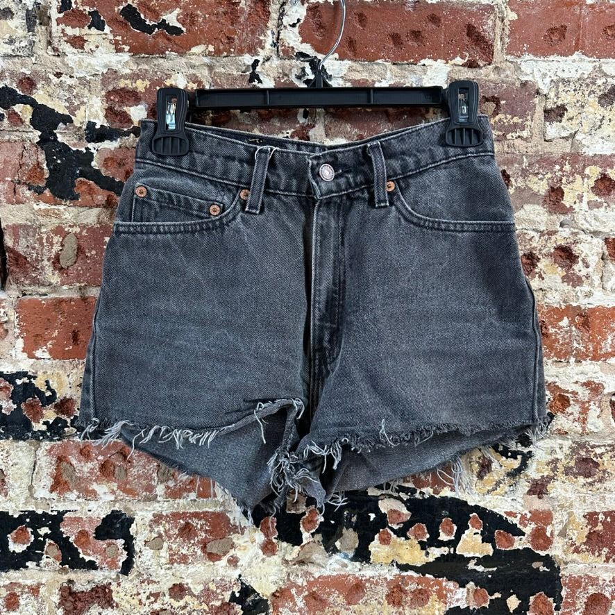 Levi's Cut Off Black Denim Jean Shorts Womens 26 Distressed