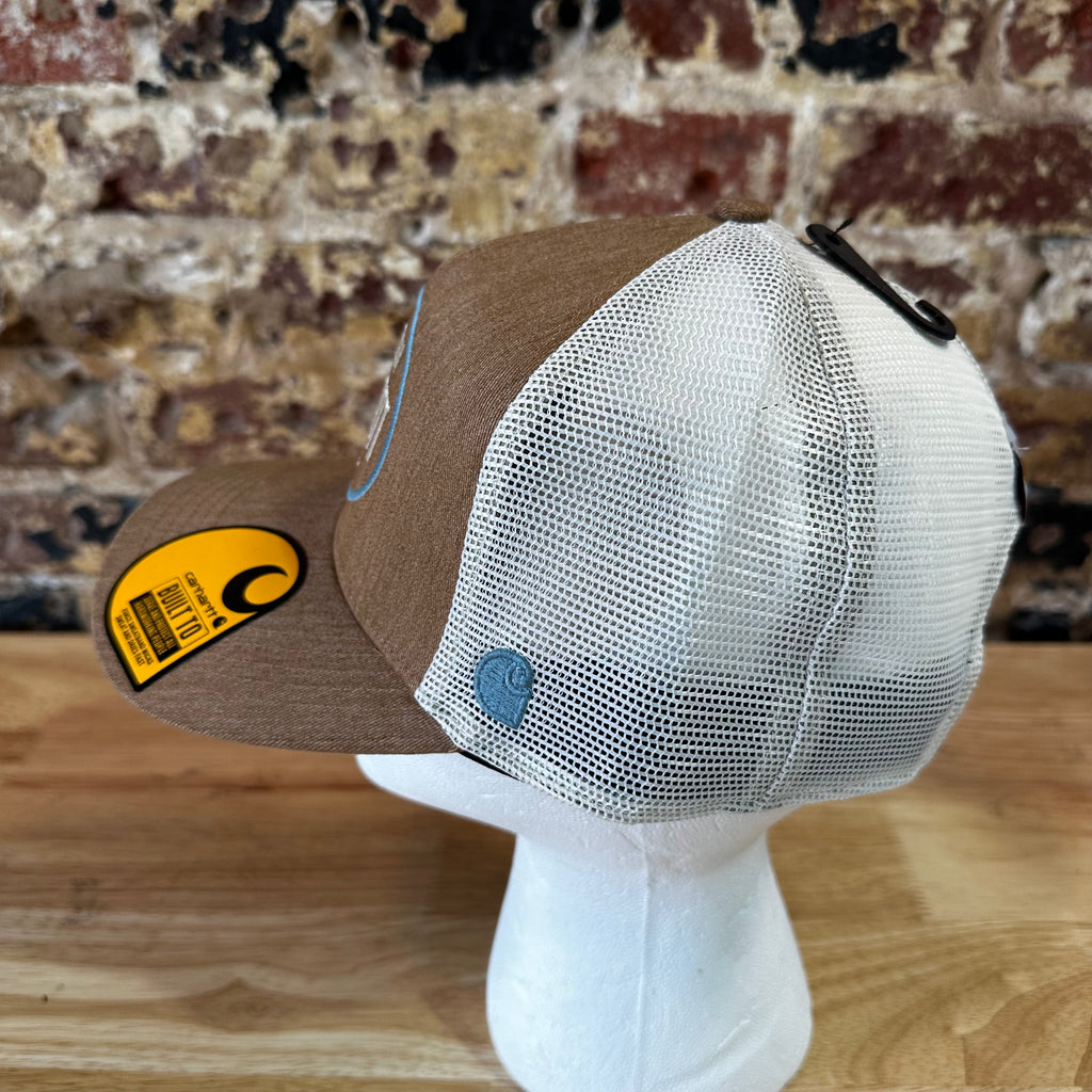 Carhartt Force Twill Mesh-Back Hamilton SnapBack Trucker Hat White Brown New