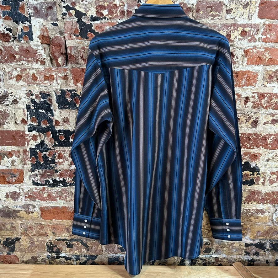 VTG Ely Cattleman Men's Large Tall Blue Western Shirt NEW