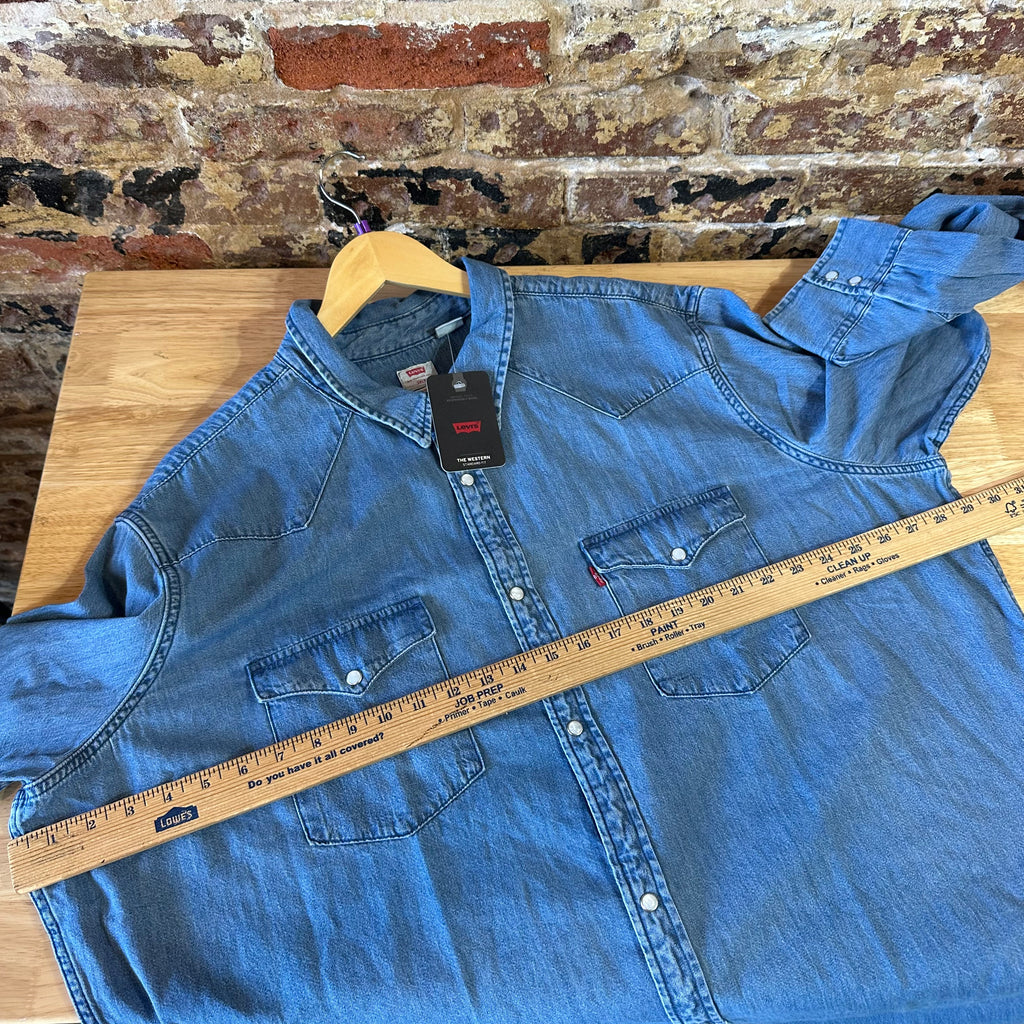 Levi's Mens 3XL Tall Pearl Snap Western Jean Shirt NEW