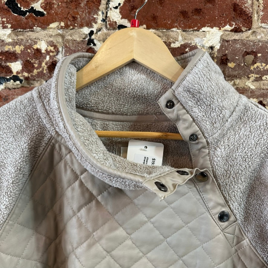 Abercrombie Fitch Women’s Asymmetrical Snap Fleece Tan Beige Large Sherpa