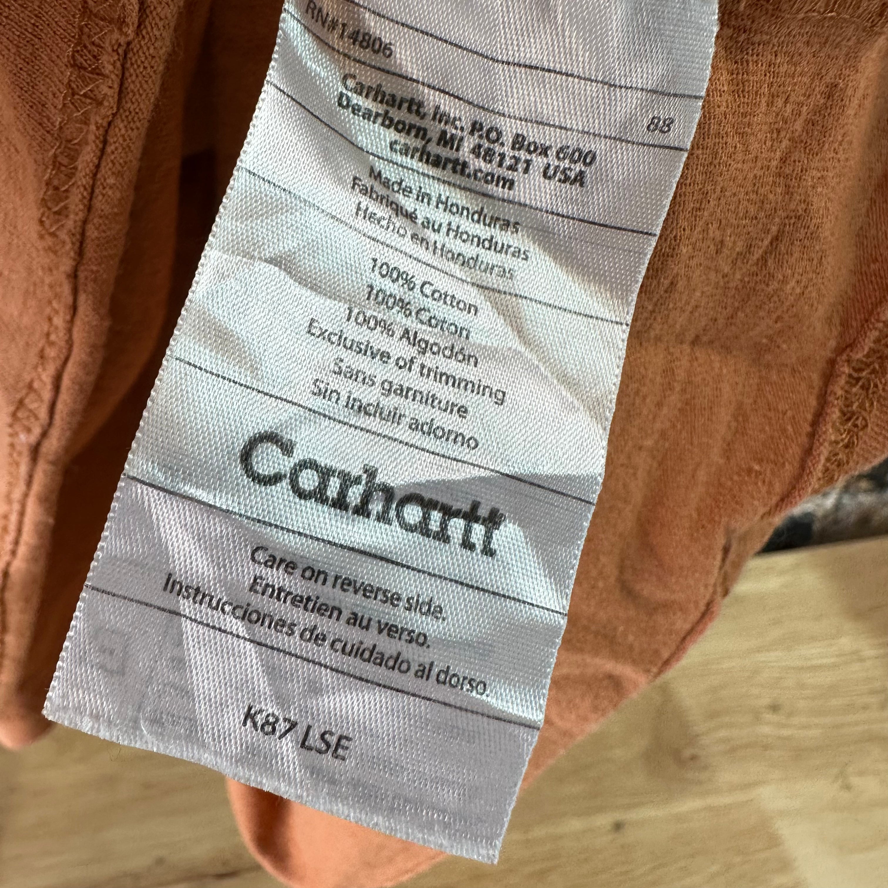 Carhartt T-Shirt Mens XL Short Sleeve Logo Work K87 LSE Pocket T-Shirt Orange