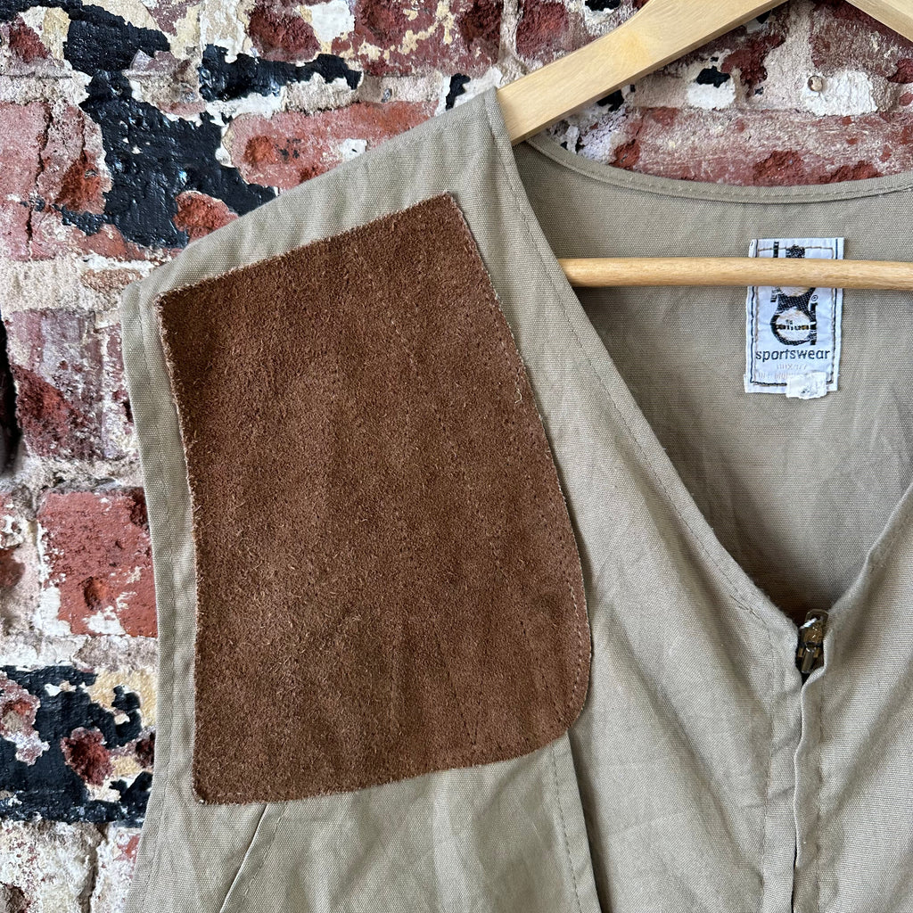 Vintage Bob Allen Shooting Vest Upland Field Hunting Leather Padded Game Bag XL