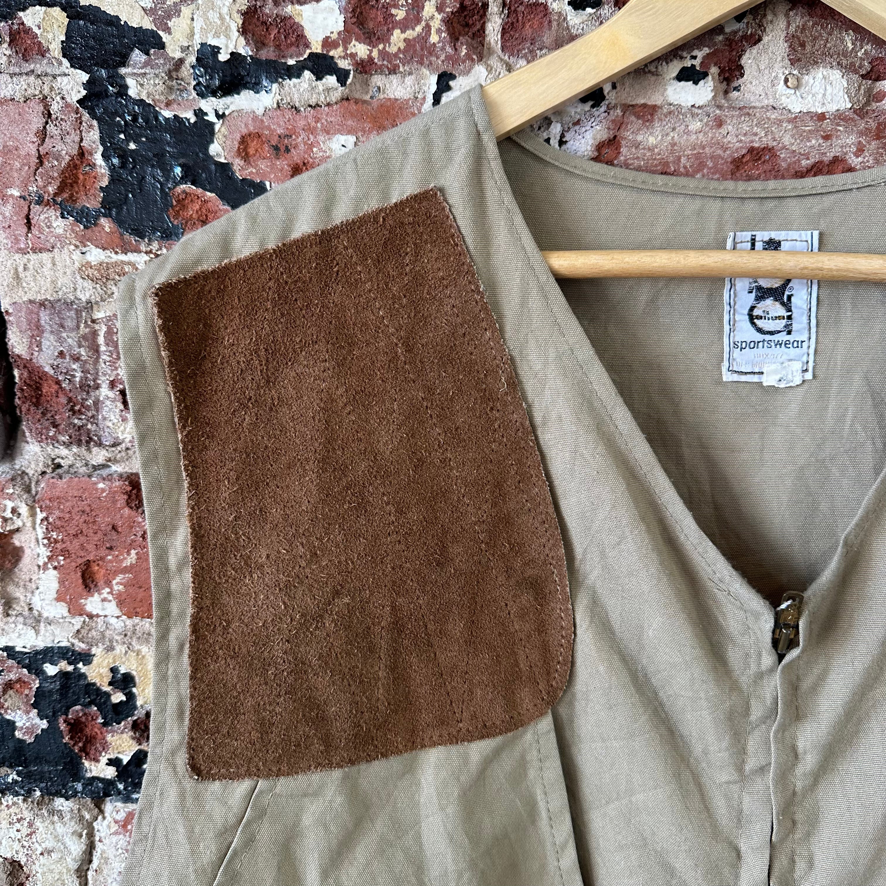 Vintage Bob Allen Shooting Vest Upland Field Hunting Leather Padded Game Bag XL