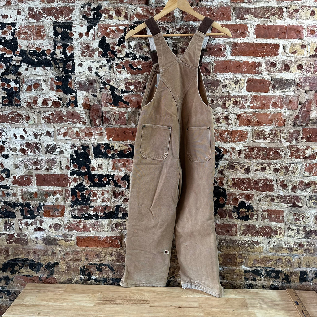 Vintage Carhartt Boy's Medium Brown Bib Insulated Overalls Double Knee Farm Bibs