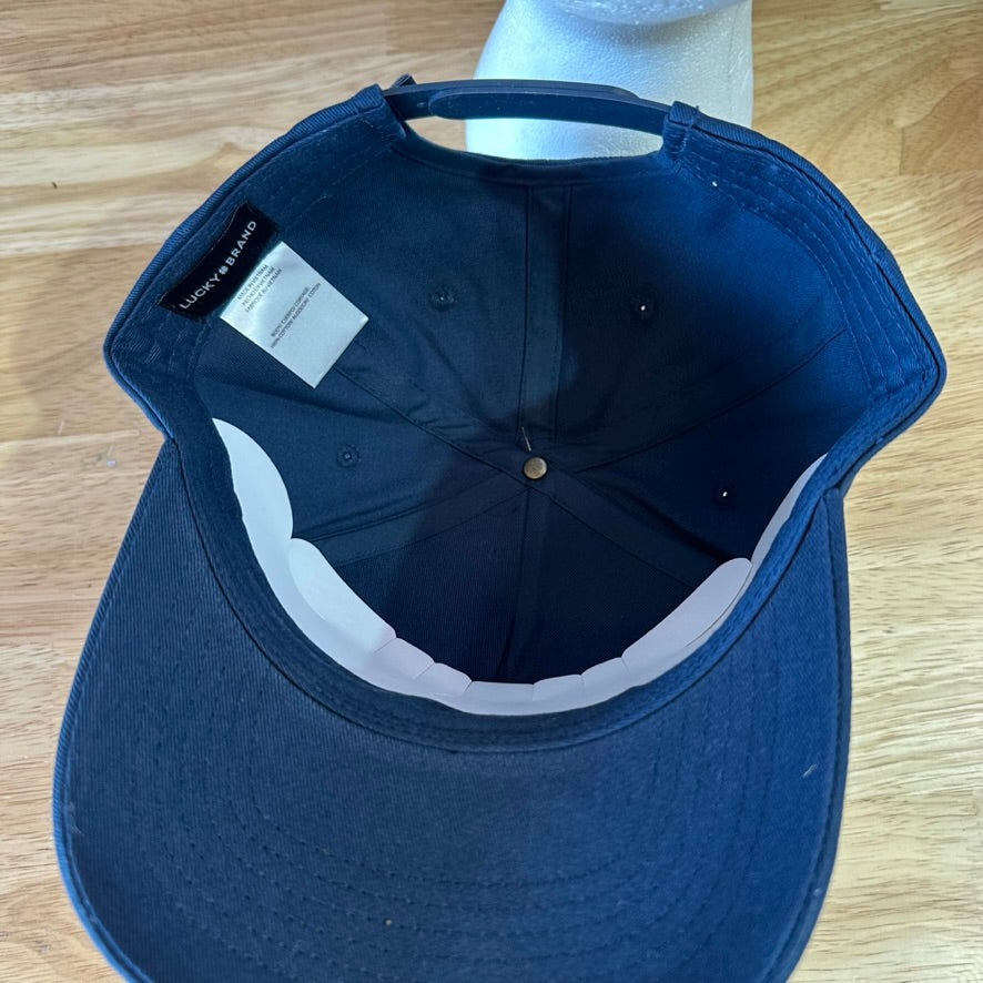 Lucky Brand Mens Navy Blue Lucky L Patch Snapback Baseball Hat New