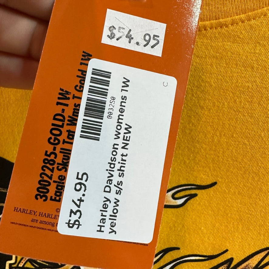 Harley Davidson Women's 1W Short Sleeve Yellow T-Shirt NEW