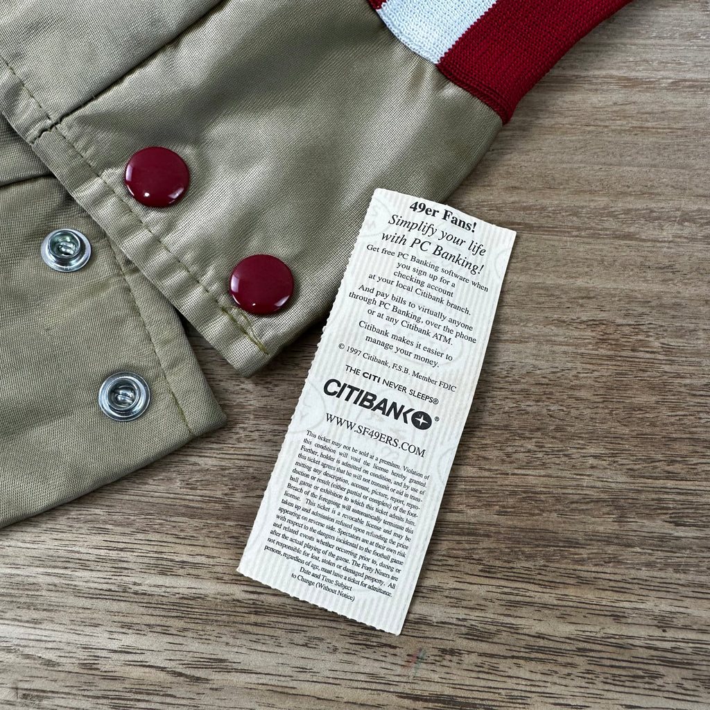 Vintage San Francisco 49ers SF Gold Satin Jacket Locker Line Mens Large