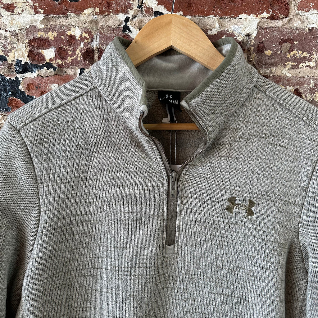 Under Armour Sweatshirt Mens Medium Green Fleece 1/4 Zip Pullover Golf Casual