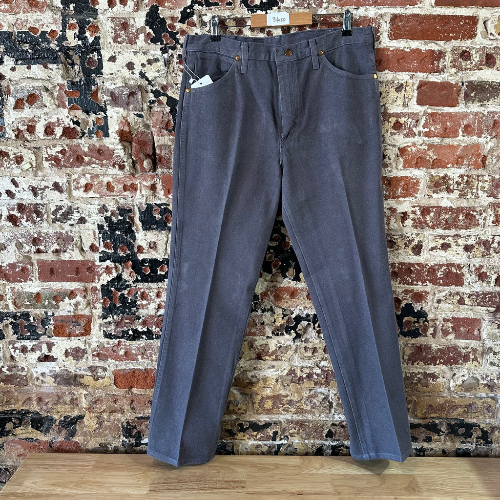 VTG Wrangler Mens Gray Denim Pants Sz 34x32 Jeans Straight Leg Made in USA 936