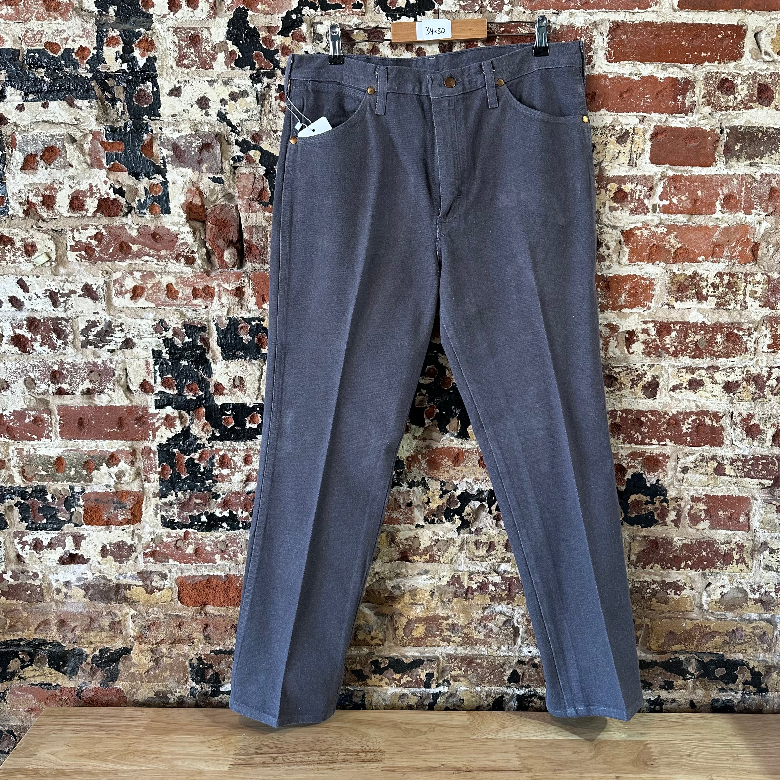 VTG Wrangler Mens Gray Denim Pants Sz 34x32 Jeans Straight Leg Made in USA 936