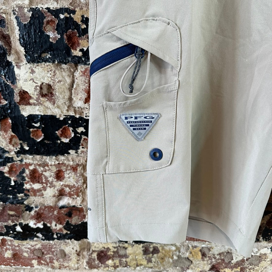 Columbia PFG Shorts Mens 34 Tan Fishing Outdoor Hiking 9.5" inseam