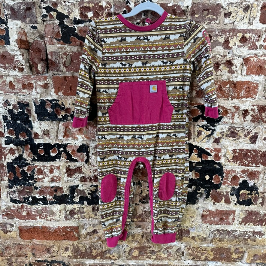 Carhartt Long Sleeve Horse one piece Girls 24M Outdoor Toddler Pink Bodysuit