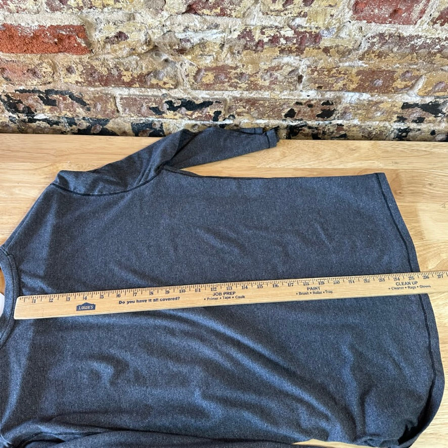 Under Armour Project Rock Henley Shirt Med Gray 3/4 Sleeve HeatGear Blood Sweat