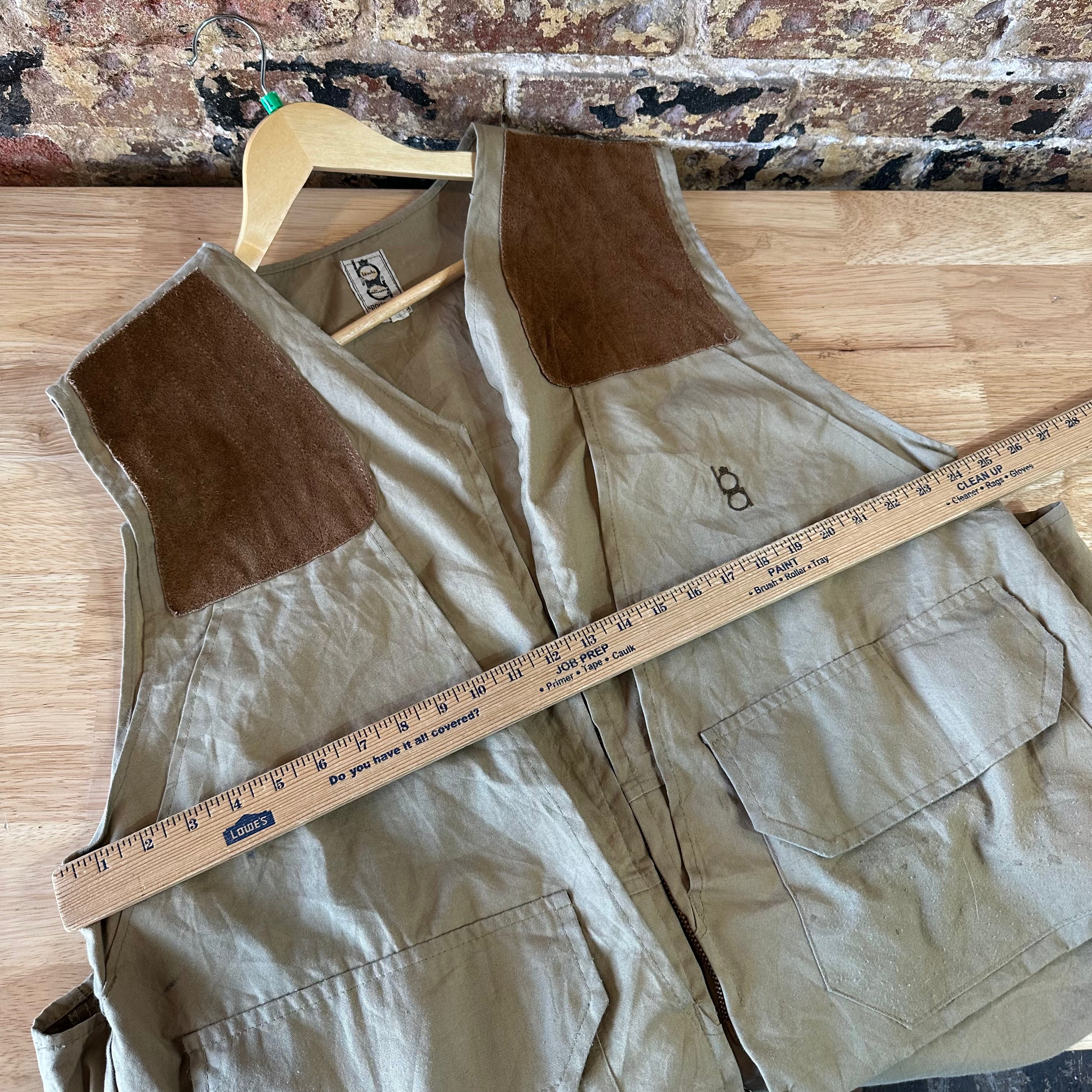 Vintage Bob Allen Shooting Vest Upland Field Hunting Leather Padded Game Bag XL