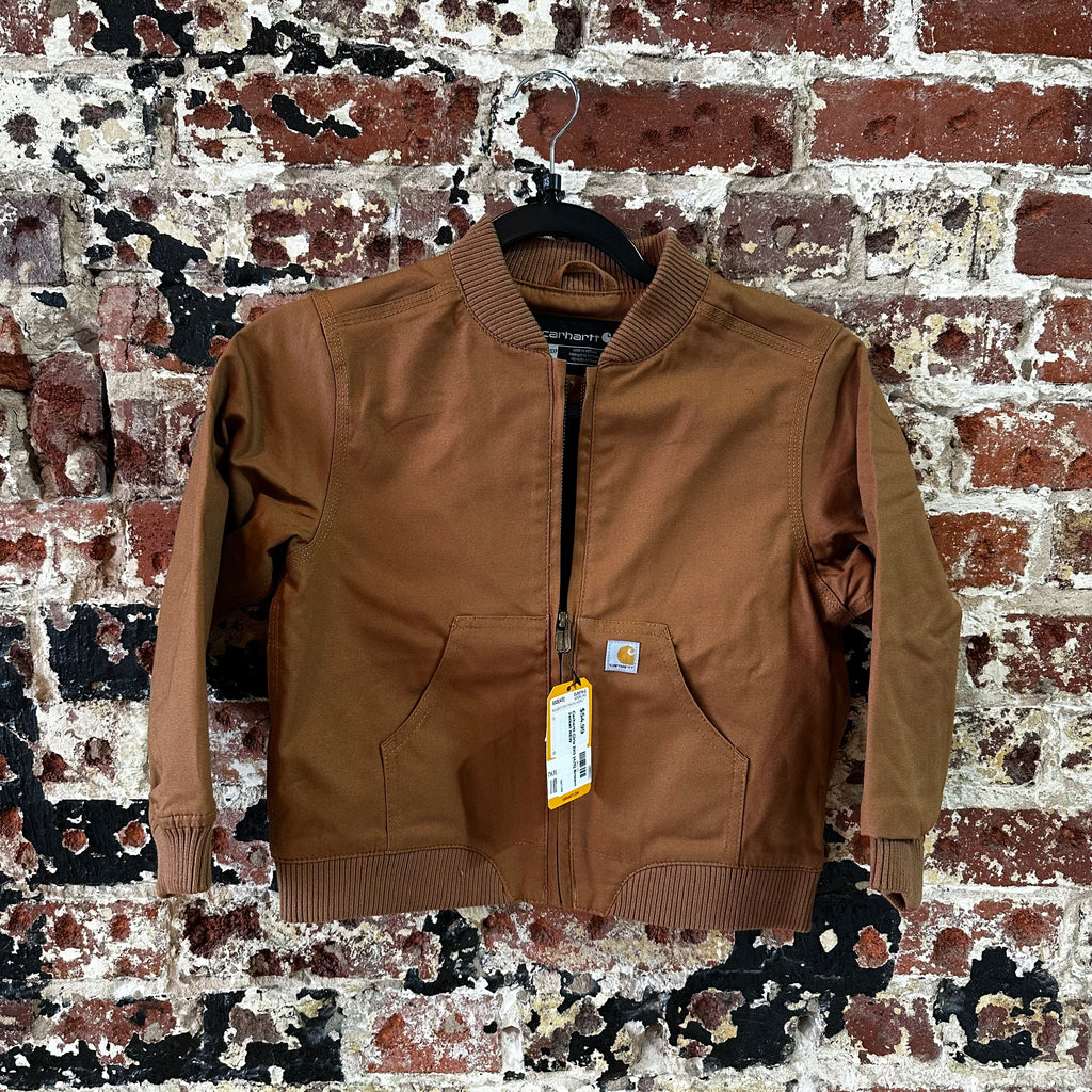 Carhartt Jacket Youth Girls XXS (4-5) Rugged Flex Canvas Bomber Coat NEW Brown