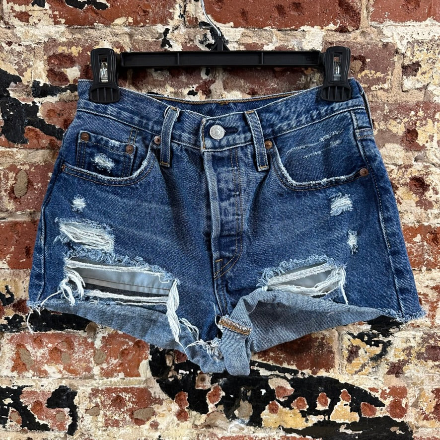 Levi's Cut Off Denim Jean Shorts Womens 27 Distressed - 27x3"