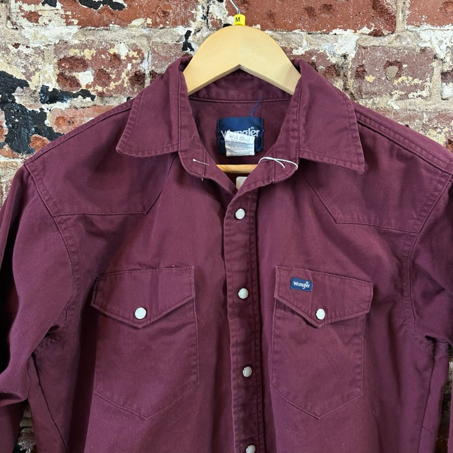 Wrangler Button Up Shirt Mens Medium Western Long Sleeve Purple