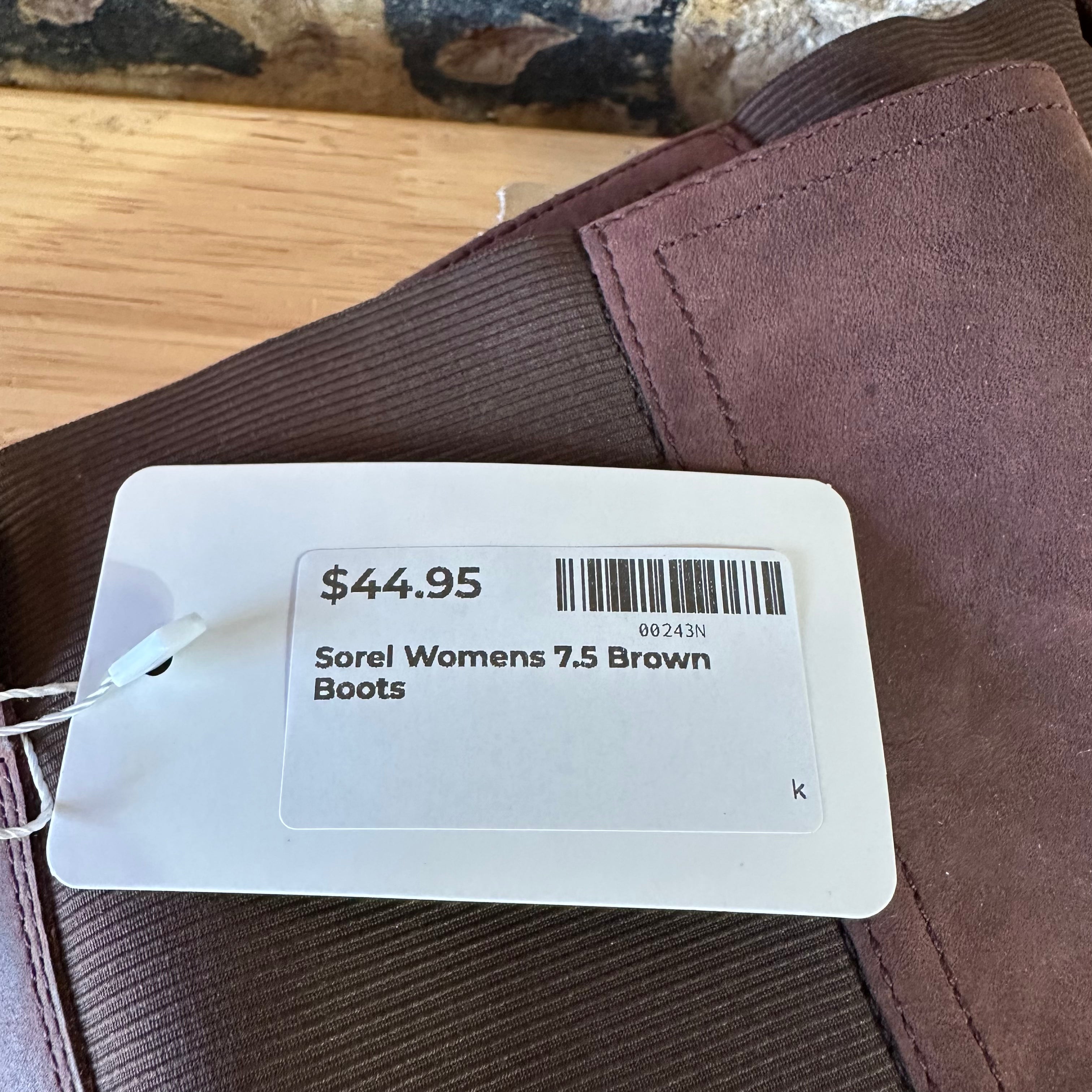 Sorel Womens AINSLEY CATTAIL TALL Leather Waterproof Boots Sz 7.5 Brown