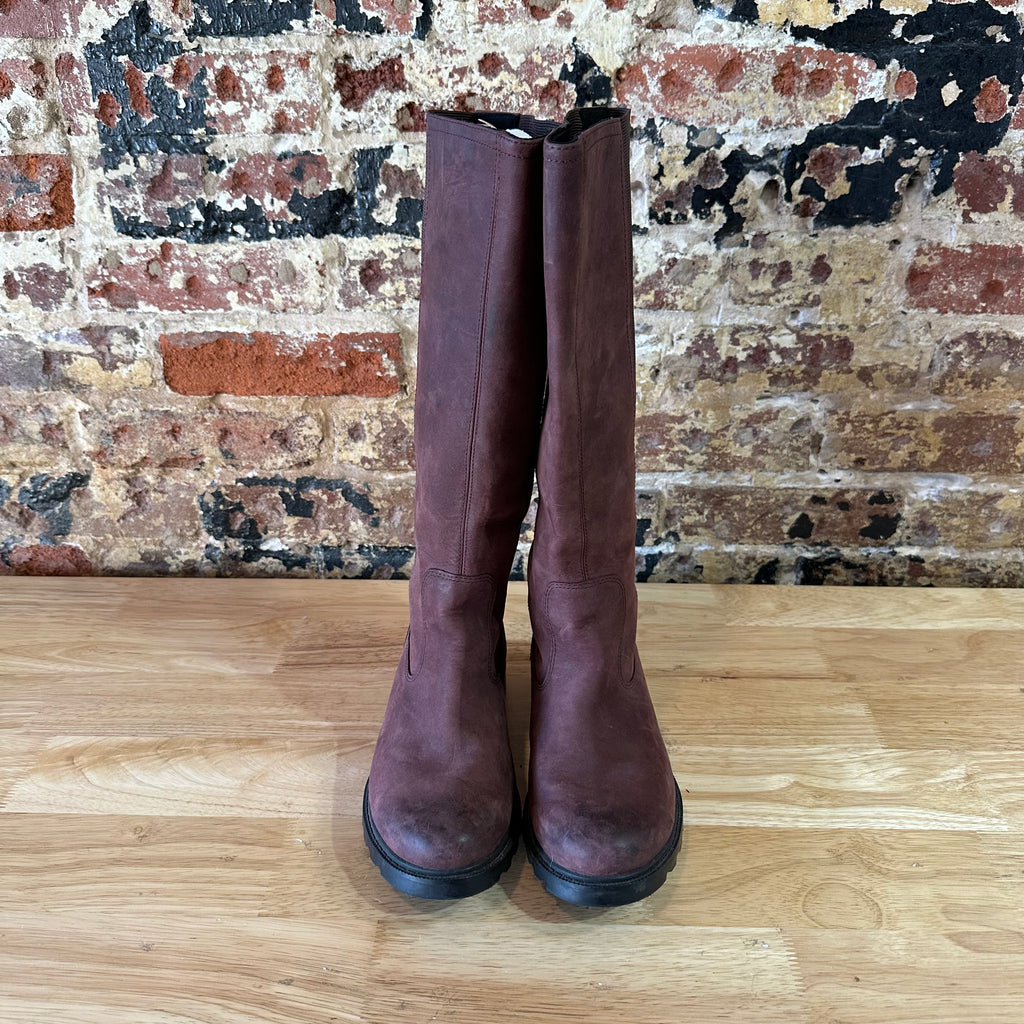 Sorel Womens AINSLEY CATTAIL TALL Leather Waterproof Boots Sz 7.5 Brown