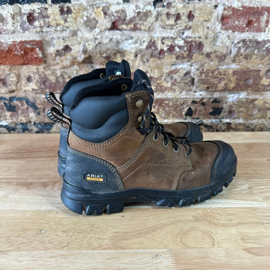 Ariat Treadfast 6” Waterproof Steel Toe Work Boots Mens Size 8.5 D Brown Lace Up