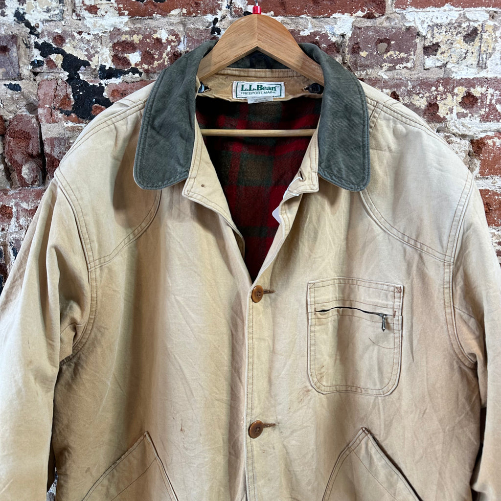 LL Bean Chore Jacket Mens XL Canvas Barn Coat Lined Corduroy Collar XL