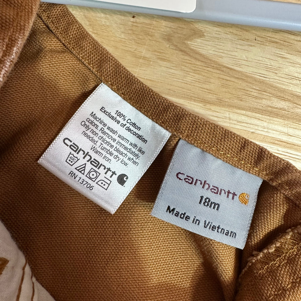 Carhartt Brown Overall Bibs Kids 18M Farm Work Toddlers double knee