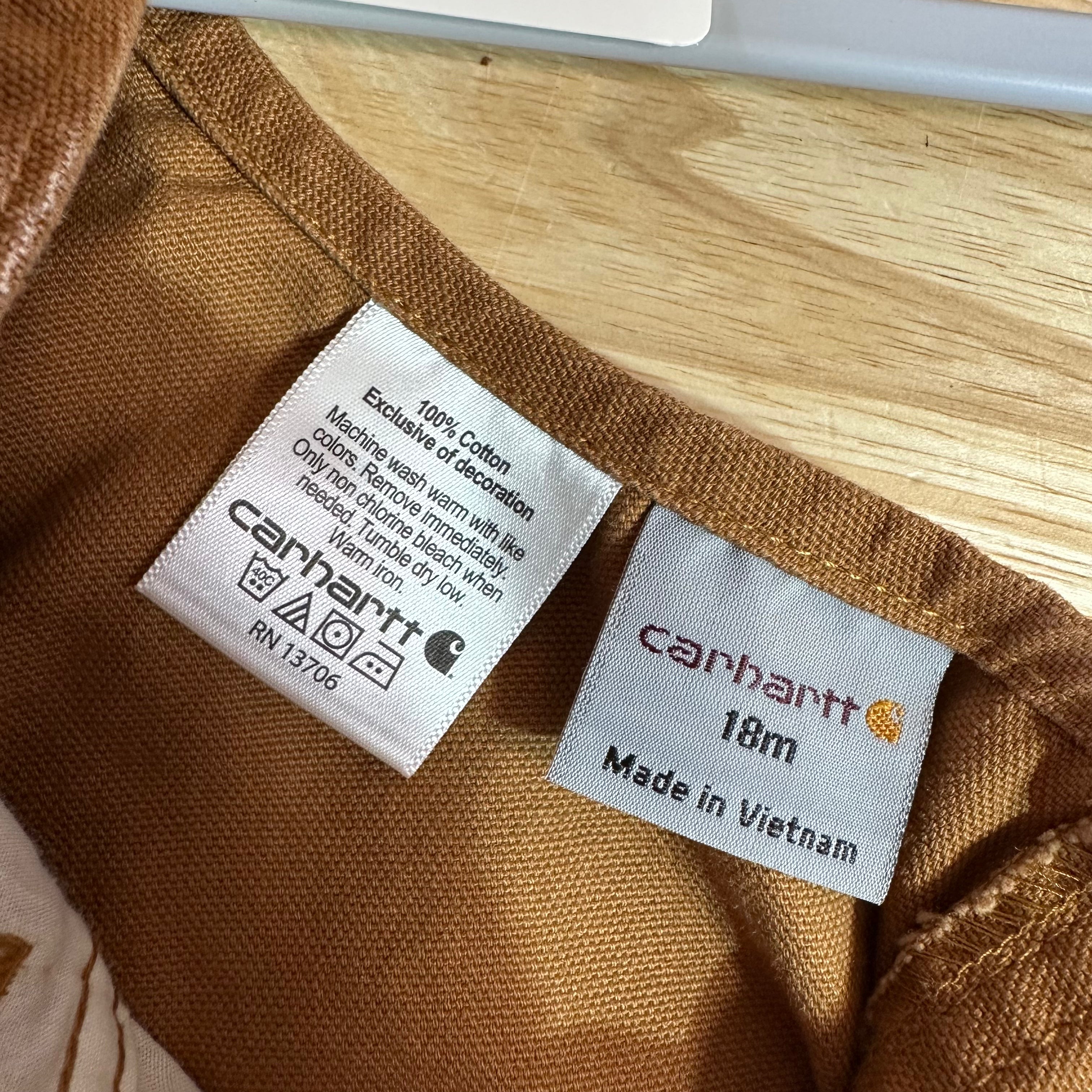 Carhartt Brown Overall Bibs Kids 18M Farm Work Toddlers double knee