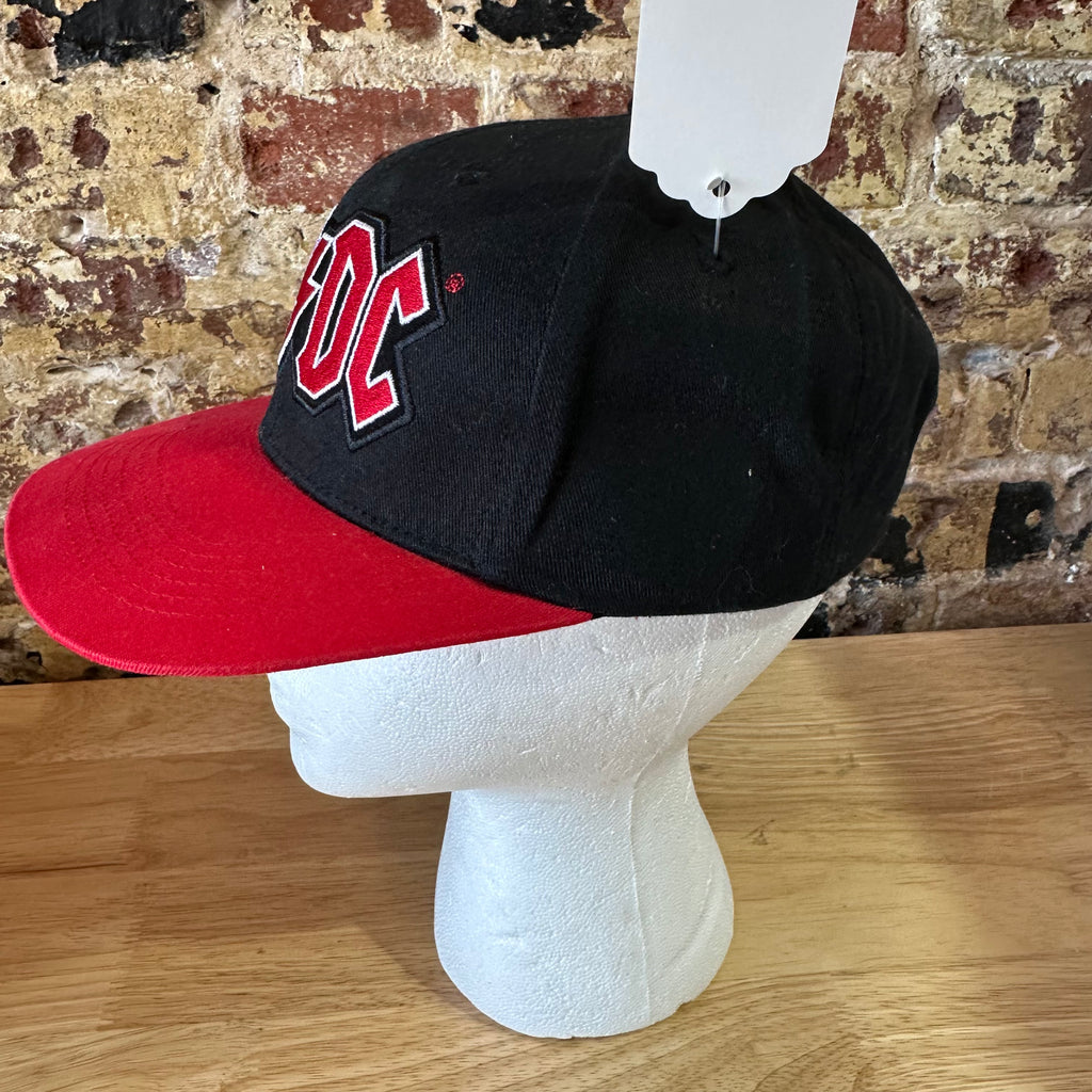 Lucky Brand AC/DC Snapback Hat Black Red Embroidered Rock Band Cap NEW