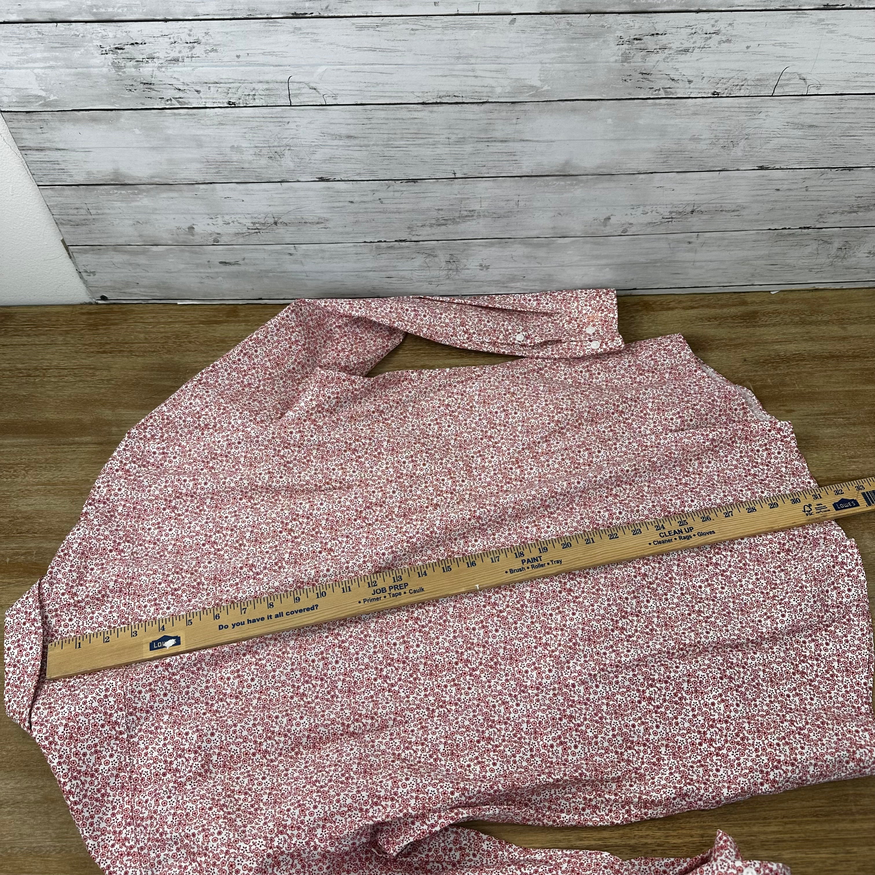 Psycho Bunny Shirt Mens 16.5 34/35 Red White Floral Stretch Slim Fit Button Up