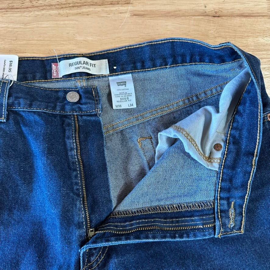 Levi's 505 Mens 36x34 Blue Jeans