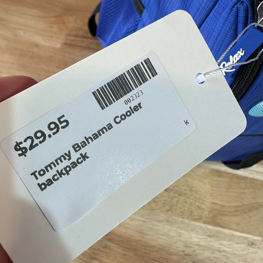 TOMMY BAHAMA Zip Cooler Bag Insulated Backpack Deep Freeze Blue